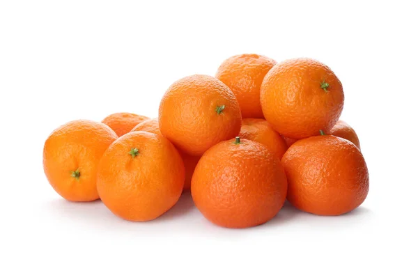 Mandarinas Frescas Sobre Fondo Blanco Cítricos — Foto de Stock