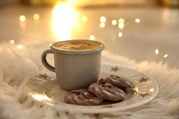 Tasty Hot Drink Cookies Fur — Stock Photo, Image