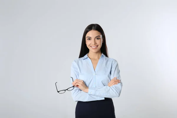 Portrait Young Business Woman White Background — Stok Foto