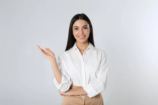 Portrait Young Business Woman White Background — Stok Foto