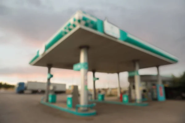 Verschwommener Blick Auf Moderne Tankstelle Freien — Stockfoto