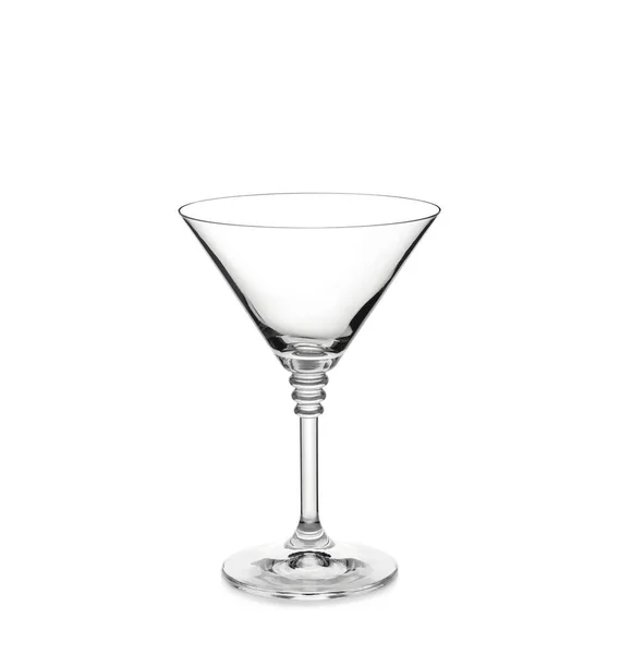 Puste Przezroczyste Martini Szklane Izolowane Białym — Zdjęcie stockowe