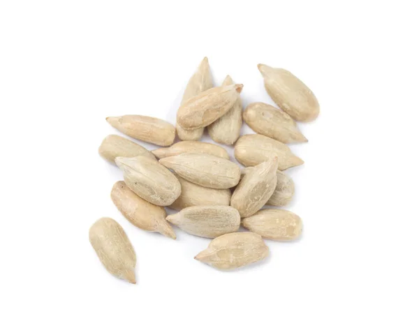 Peeled Sunflower Seeds White Background Top View — Stock Photo, Image