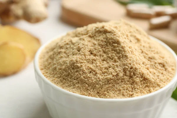 Dry Powdered Ginger Bowl Closeup View — Stock Photo, Image