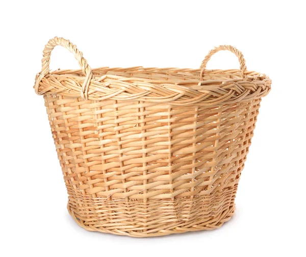 Wicker Basket Handles Isolated White — Stock Photo, Image