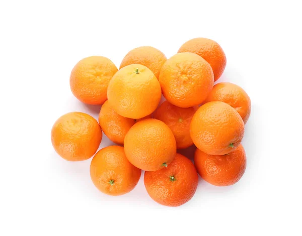 Frische Mandarinen Auf Weißem Hintergrund Draufsicht — Stockfoto