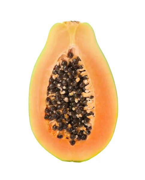 Färsk Mogen Papaya Halv Isolerad Vitt — Stockfoto