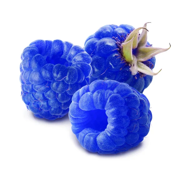 Frescas Frambuesas Azules Sabrosas Sobre Fondo Blanco — Foto de Stock
