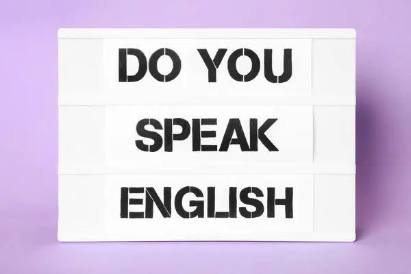 Stand Question You Speak English Violet Background — Fotografia de Stock