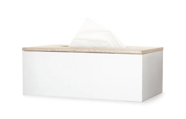 Kağıt mendilli tutucu beyaz üzerine izole edilmiş