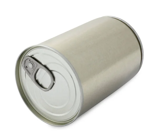 Closed Tin Can Food Isolated White — Stock Photo, Image