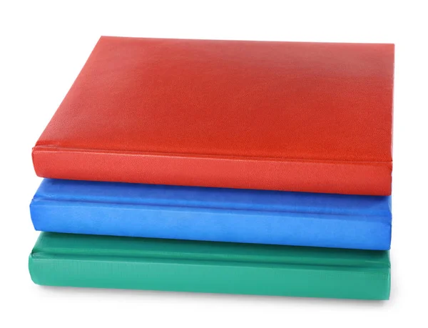 Montón Cuadernos Colores Aislados Blanco — Foto de Stock