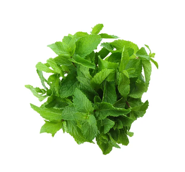 Bunch Fresh Mint Isolated White Top View — Stock Photo, Image