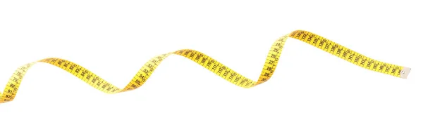 Long Yellow Measuring Tape Isolated White Top View — Stock Photo, Image