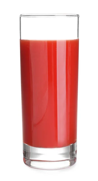 Glas Mit Tomatensaft Isoliert Auf Weiß — Stockfoto