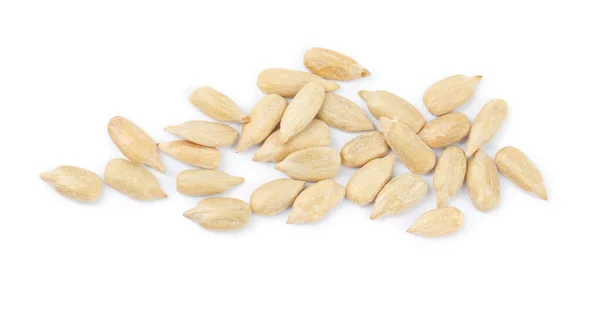 Peeled Sunflower Seeds White Background Top View — Stock Photo, Image