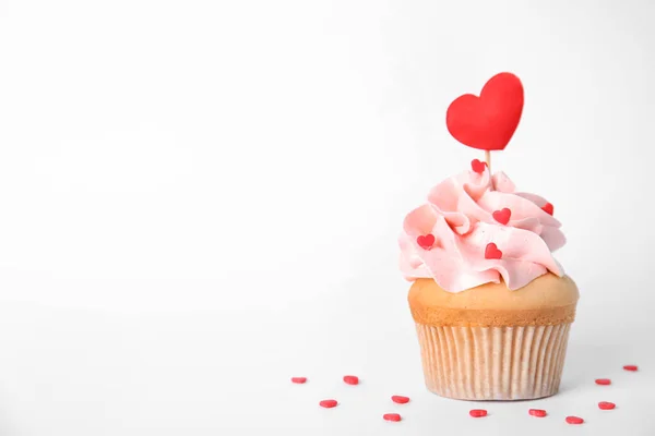 Tasty Cupcake White Background Valentine Day Celebration — Stock Photo, Image