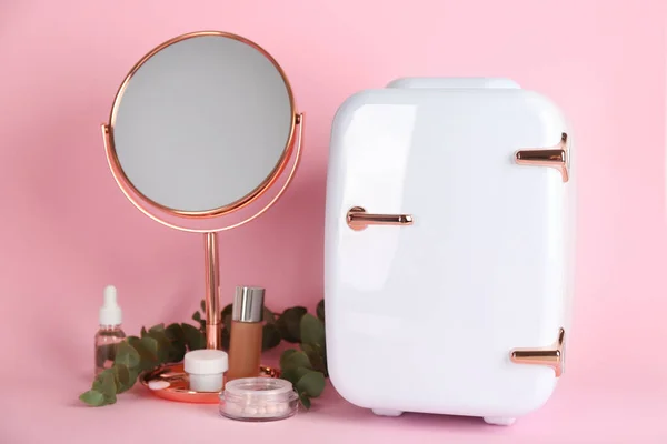 Mini Fridge Cosmetic Products White Vanity Table Stock Photo by ©NewAfrica  435661858