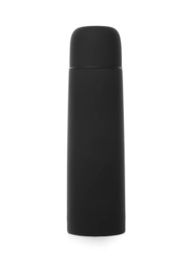 Modern kapalı siyah termos beyaz üzerine izole