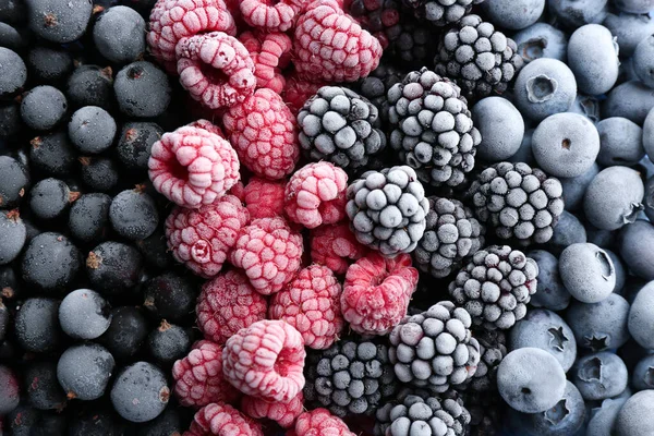 Mischung Verschiedener Gefrorener Beeren Als Hintergrund Draufsicht — Stockfoto