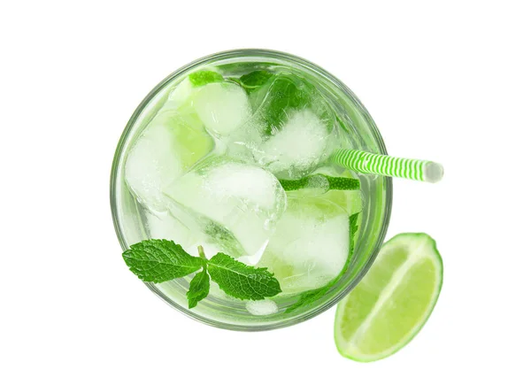 Läcker Mojito Isolerad Vit Ovanifrån — Stockfoto