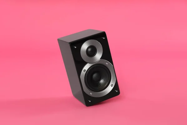 Modern Powerful Audio Speaker Pink Background — Stock Photo, Image