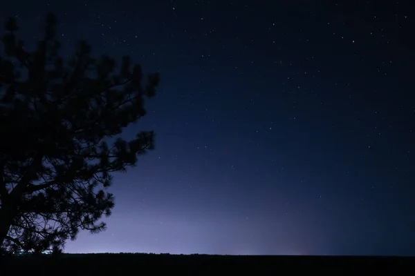 Krásná Krajina Hvězdnou Oblohou Noci — Stock fotografie