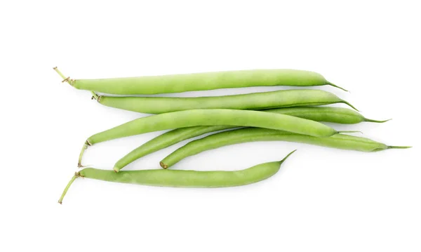 白を基調とした新鮮な緑の豆 トップビュー — ストック写真