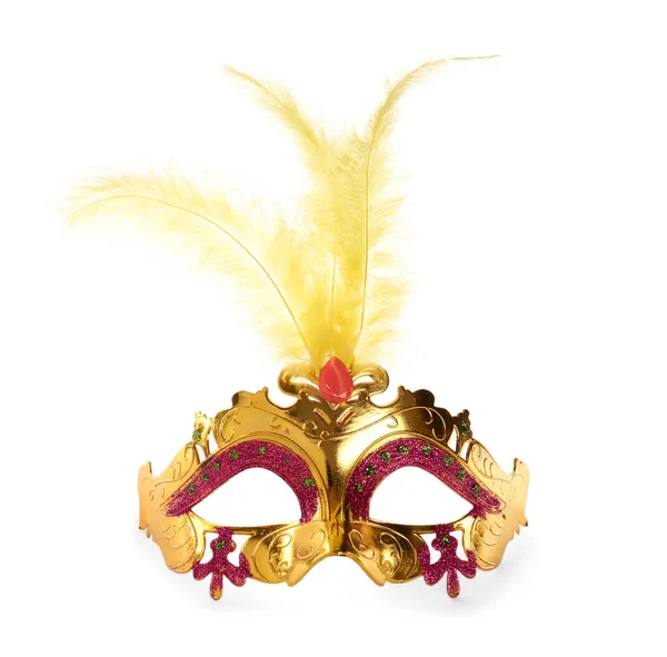 Beautiful Carnival Mask Feathers Isolated White — Stock Photo, Image