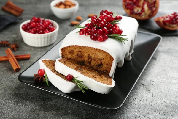 Traditionell Jultårta Grått Bord Klassiskt Recept — Stockfoto