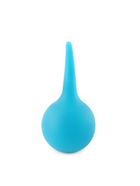 Beyaz arka planda açık mavi lavman. Tıbbi tedavi