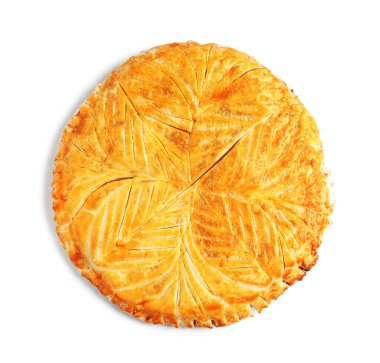 Traditional galette des rois isolated on white, top view clipart