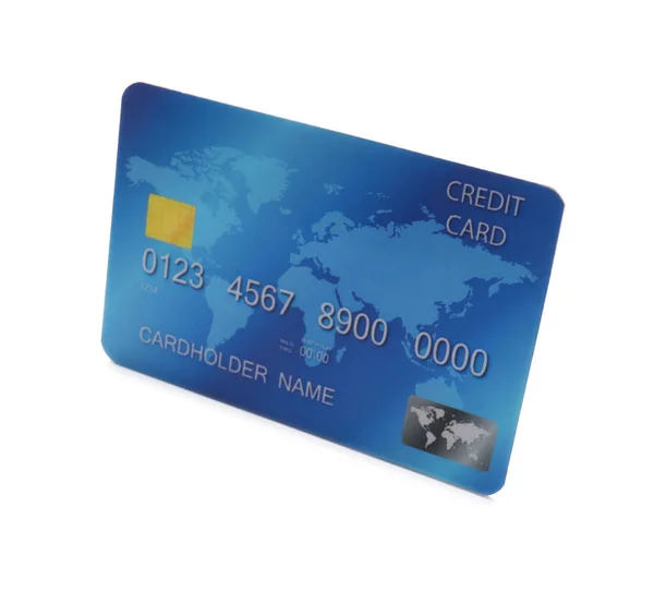 Carta Credito Plastica Blu Sfondo Bianco — Foto Stock