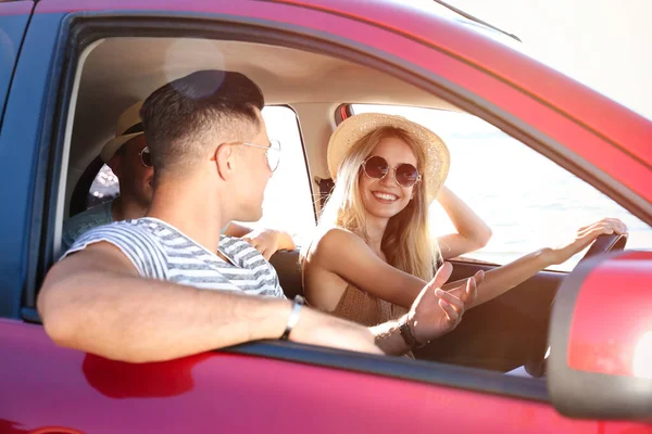 Happy Friends Together Car Road Trip — Stock Photo, Image
