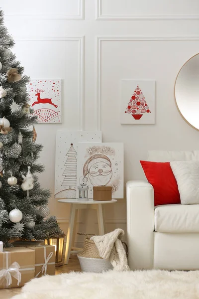 Beautiful Christmas Pictures Festive Room Interior — Stock Photo, Image