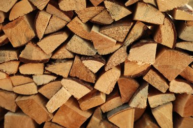 Arkaplan olarak kesilmiş odun yığını, yakın plan