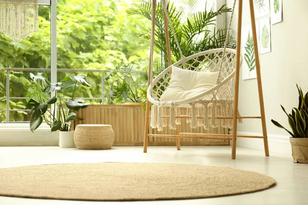 Comfortable Hammock Chair Stylish Room Home Interior — Stock Photo, Image