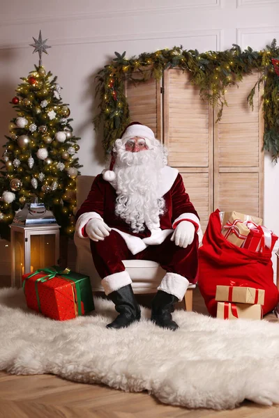 Papai Noel Zona Fotográfica Decorada Para Natal — Fotografia de Stock