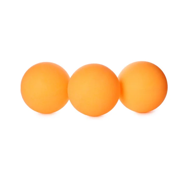 Pomarańczowe Plastikowe Kulki Tenisa Stołowego Białym Tle — Zdjęcie stockowe