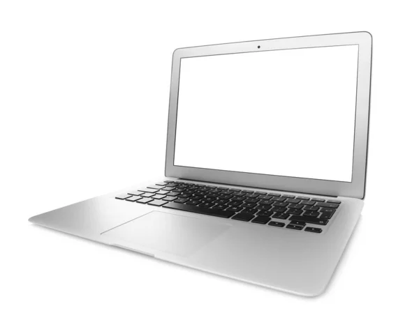 Laptop Con Schermo Bianco Isolato Bianco Mockup Design — Foto Stock