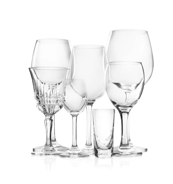 Set New Bar Glassware White Background — Stock Photo, Image