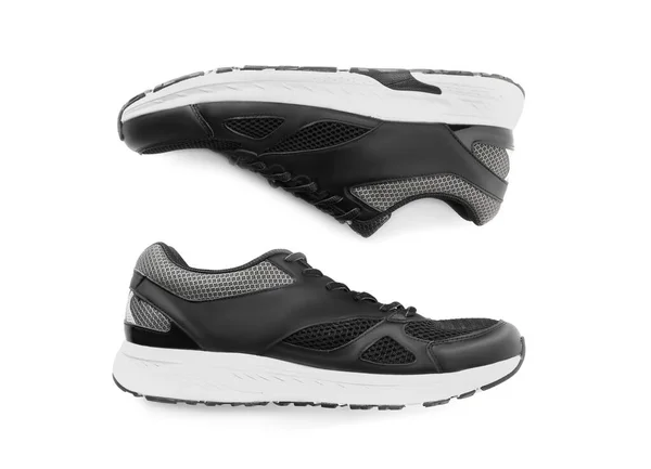 Beyaz Arka Planda Şık Spor Ayakkabılar Üst Manzara Moda Ayakkabılar — Stok fotoğraf
