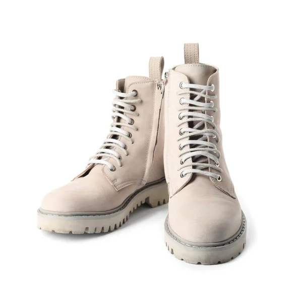 Par Botas Elegantes Fundo Branco — Fotografia de Stock