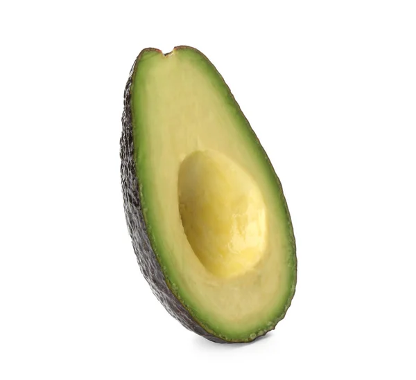 Helft Van Rijpe Avocado Geïsoleerd Wit — Stockfoto