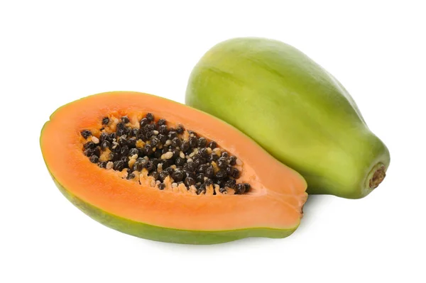 Färska Mogna Papaya Frukter Vit Bakgrund — Stockfoto