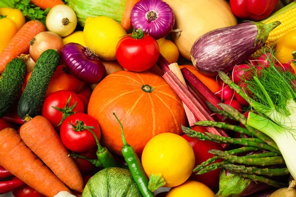 Beaucoup Légumes Frais Comme Arrière Plan Vue Rapprochée — Photo