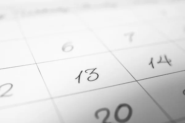 Closeup View Calendar Page Focus Friday Bad Luck Superstition — Stock Photo, Image