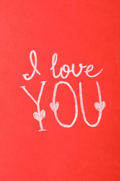 Texto Love You Sobre Fondo Rojo —  Fotos de Stock