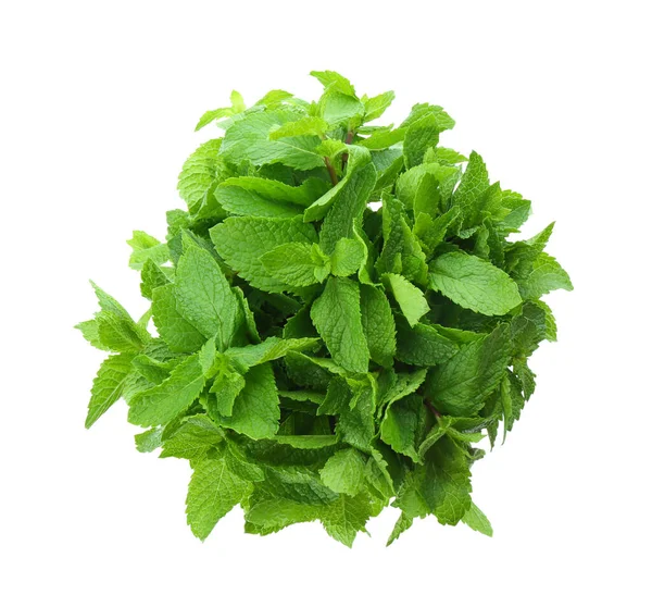 Bunch Fresh Mint Isolated White Top View — Stock Photo, Image
