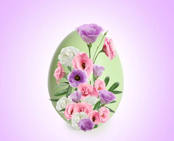 Πασχαλινό Αυγό Floral Σχέδιο Λιλά Φόντο — Φωτογραφία Αρχείου